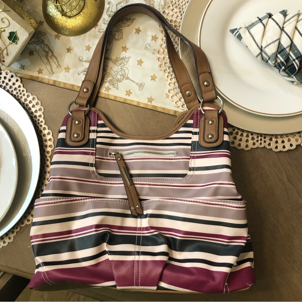 Kim Rogers Striped Pocketbook Bag Purse